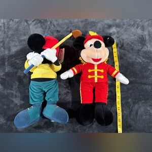 Disney Mickey Mouse Plush Pair in Red, Yellow, Blue, Black
